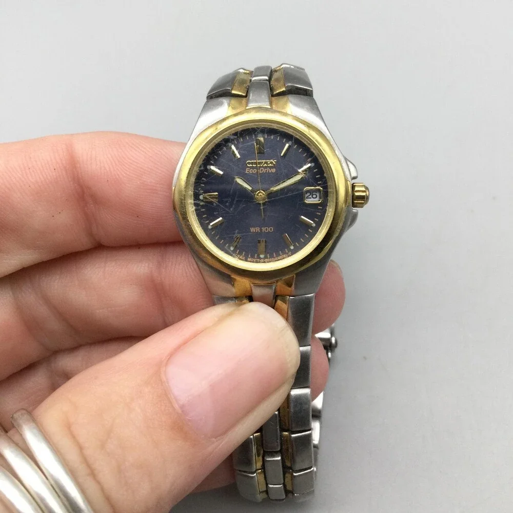 Citizen Eco-Drive Womens Watch 24mm Blue Dial Two Tone 100m WR Stainless 7
